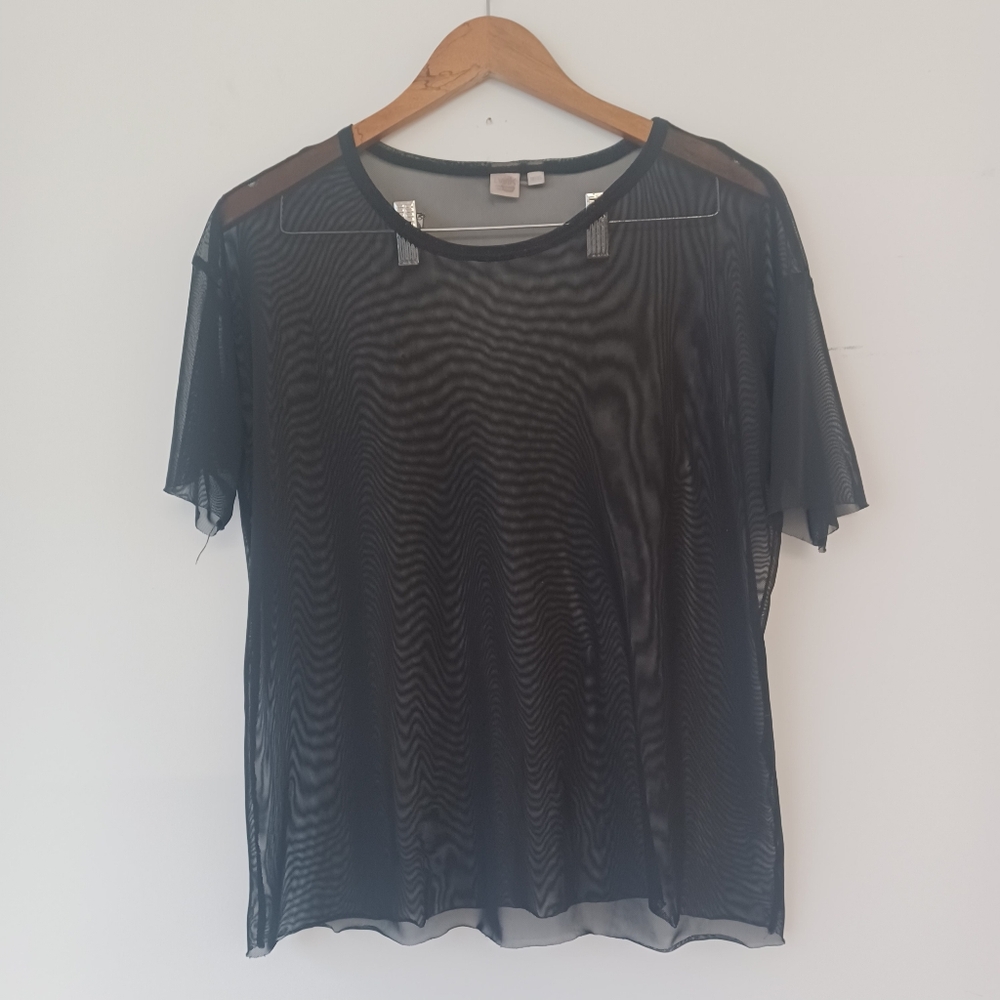 Twik Black Sheer Short Sleeve Top